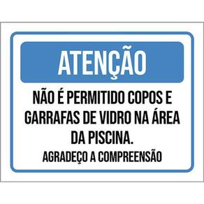Kit 3 Placa Não Permitido Copos Garrafas Vidro 36X46