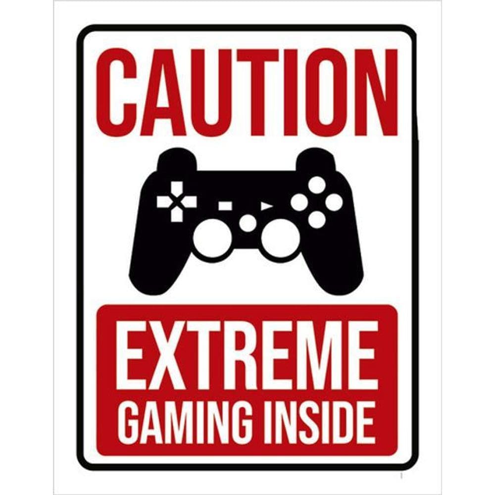 Kit 3 Placa Decorativa Caution Extreme Gaming Inside 36X46