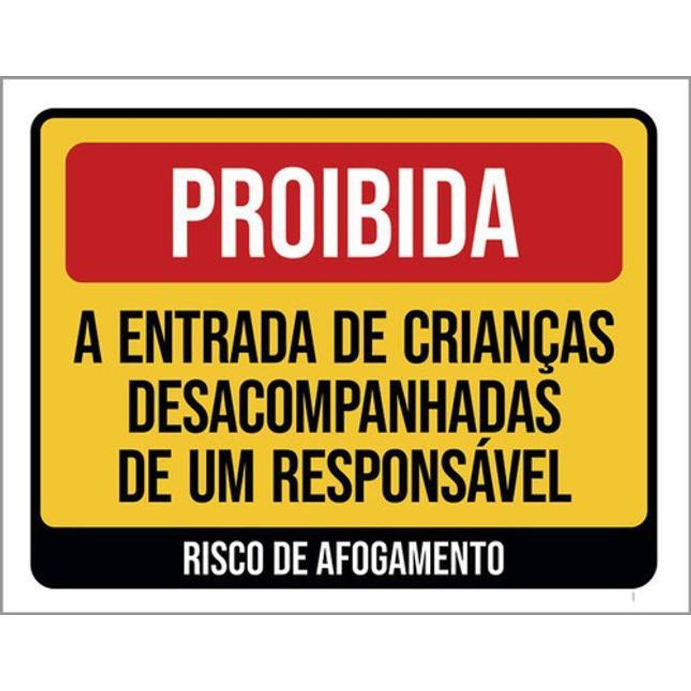 Kit 3 Placa Proibido Crianças Responsável Afogamento 36X46