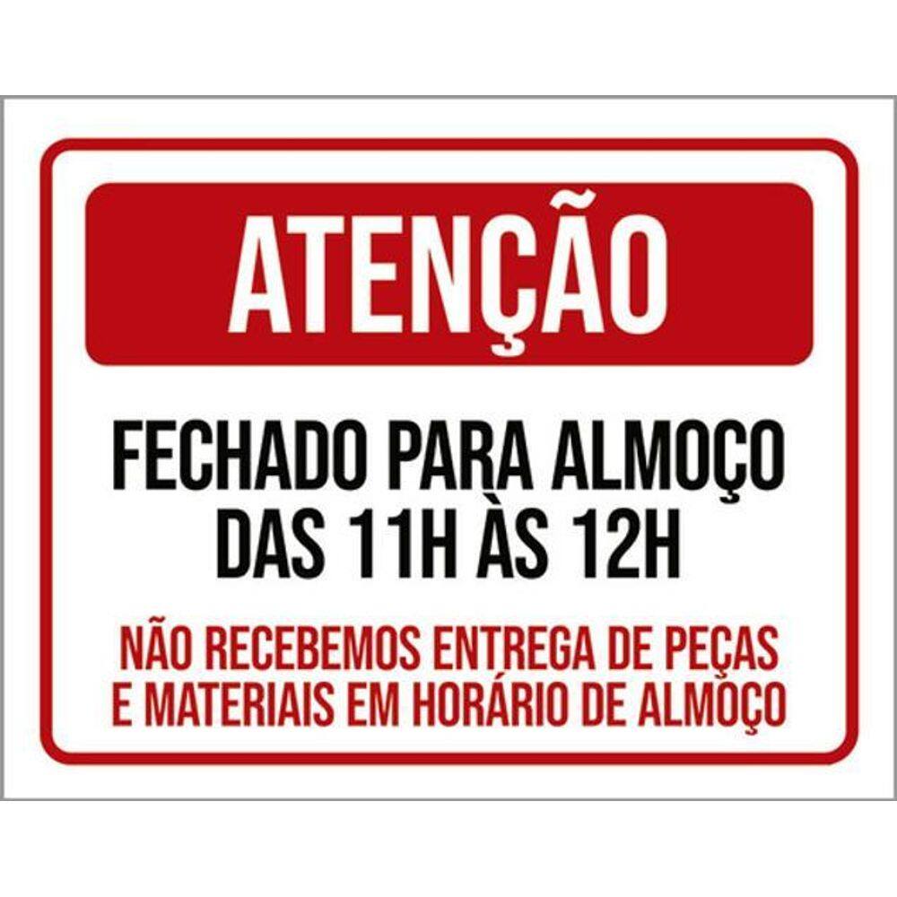 Kit 3 Placa Fechado Almoço 11 As 12 Entregas Materiais 36X46
