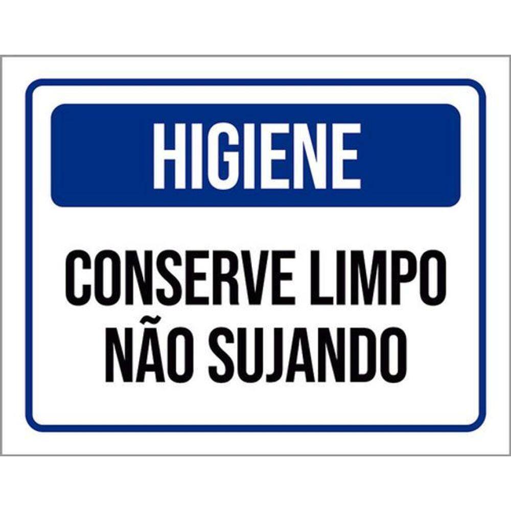 Kit 10 Placas Higiene Conserve Limpo Não Sujando Azul 36X46