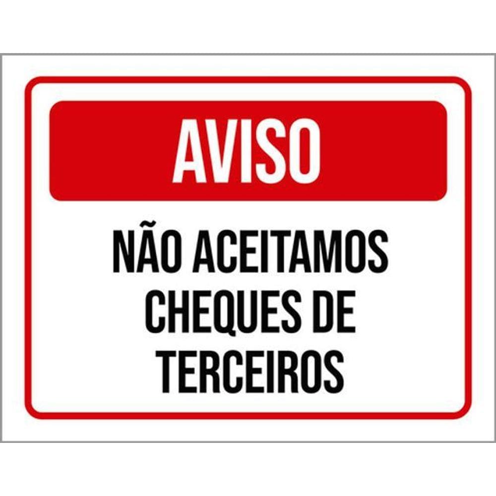 Kit 10 Placas Aviso Não Aceitamos Cheques De Terceiros 36X46