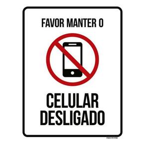 Kit 5 Placas Favor Manter Celular Desligado Ícone 36X46