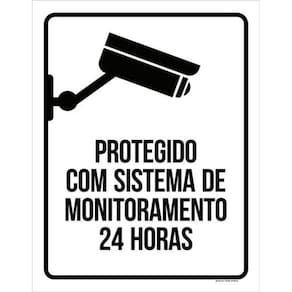 Kit 10 Placas Protegido Sistema Monitoramento 24 Horas 36X46