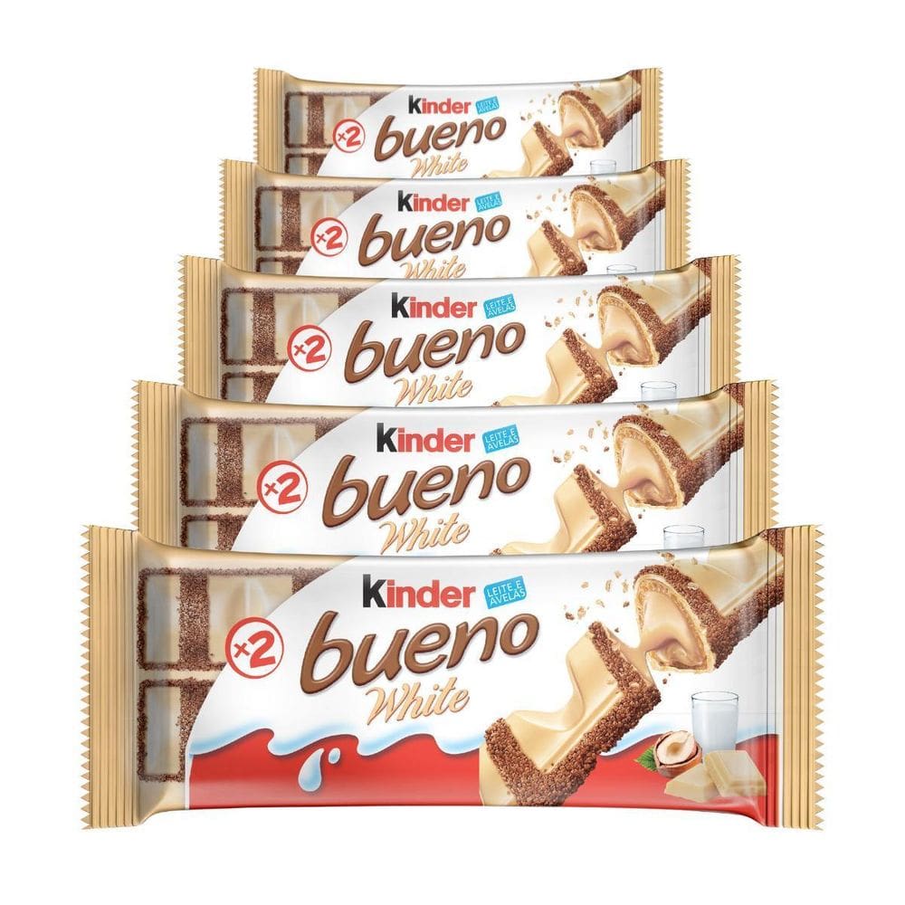 Chocolate, 5 Pacotes De 39G Kinder Bueno White