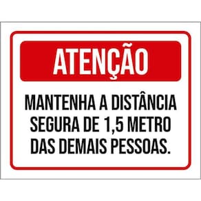 Kit 10 Placa Mantenha Distância Segura 1,5 Metro 36X46