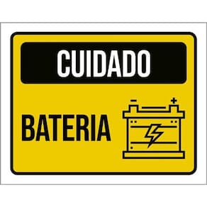Kit 3 Placas Cuidado Bateria Amarela Ícone 36X46