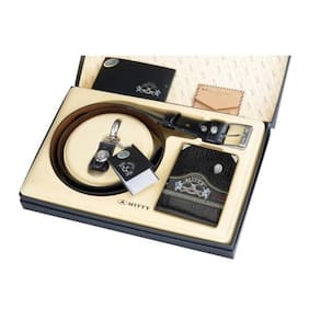 Kit Carteira Cinto Chaveiro Couro Mitty M1Schs4 M1S S4