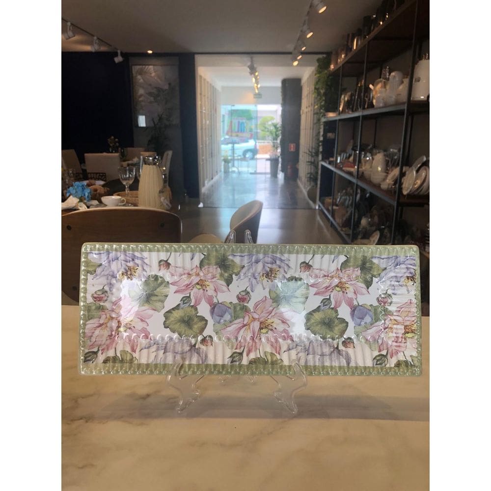 Travessa floral branco e rosa Scalla