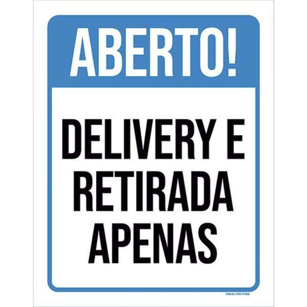 Kit 5 Placas Aberto Delivery Retirada Apenas 36X46