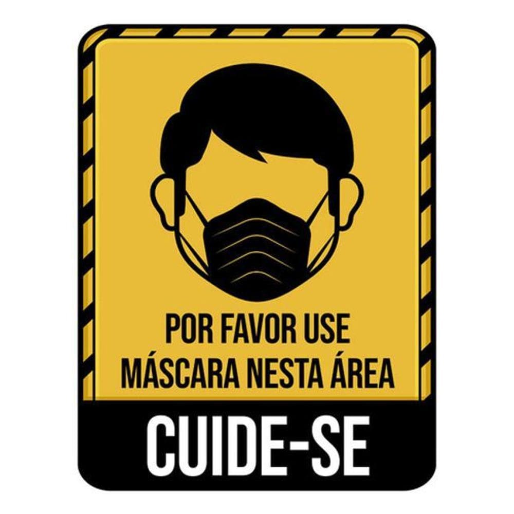 Kit 3 Placas Por Favor Máscara Nesta Área 36X46