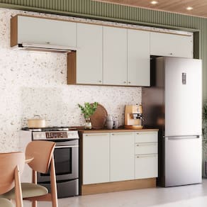 Cozinha Compacta 4 Peças com Tampo Yasmin Espresso Móveis Marrom