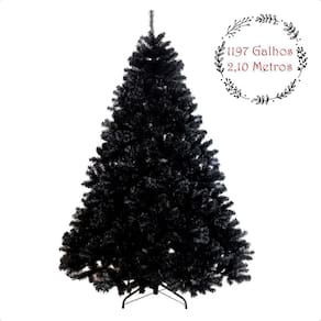 Arvore De Natal Preta 2,10M Halloween Dark 1197 Galhos Luxo