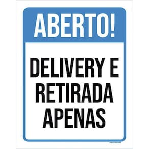 Kit 10 Placas Aberto Delivery Retirada Apenas 36X46