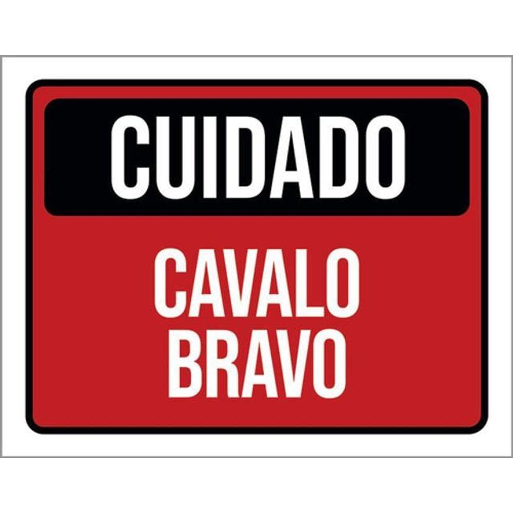 Kit 3 Placas Cuidado Cavalo Bravo 36X46
