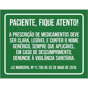 Kit 3 Placas Paciente Fique Atento 36X46