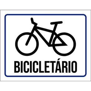Kit 3 Placas Bicicletário Azul Desenho 36X46