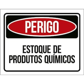 Kit 3 Placas Perigo Estoque Produtos Químicos 36X46