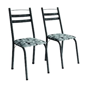Conjunto Com 2 Cadeiras Tubular Itália Preto Craquelado/Folha Artefamol