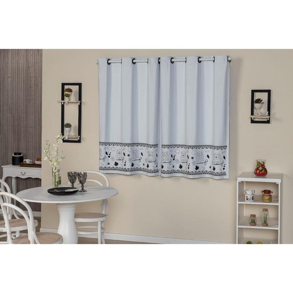 Cortina Blackout Pvc Para Cozinha Estampa Coruja 2,20X1,30
