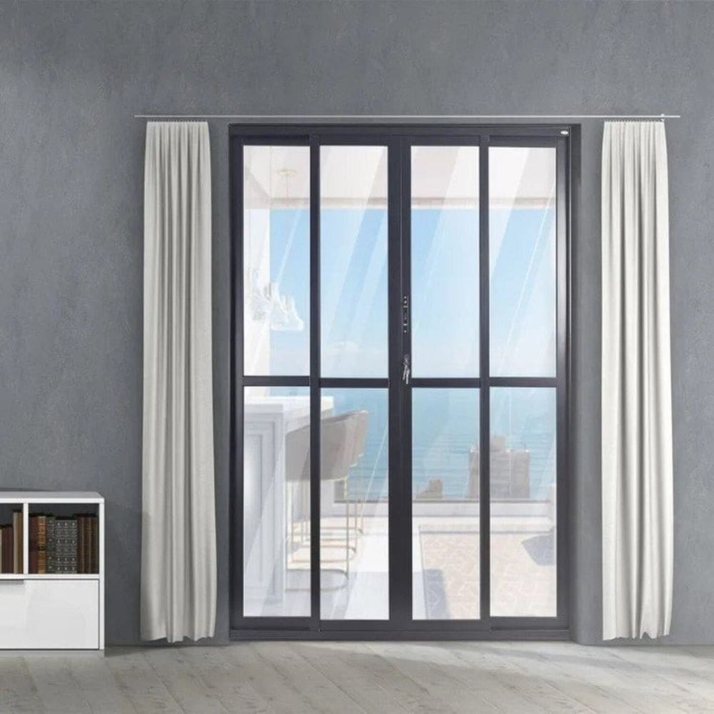 Porta de Aluminio de Correr 210x200cm 4 Folhas Topsul Preto