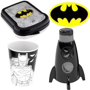 Kit Garrafa Garrafinha Batman Morcego Pote Potinho Copo