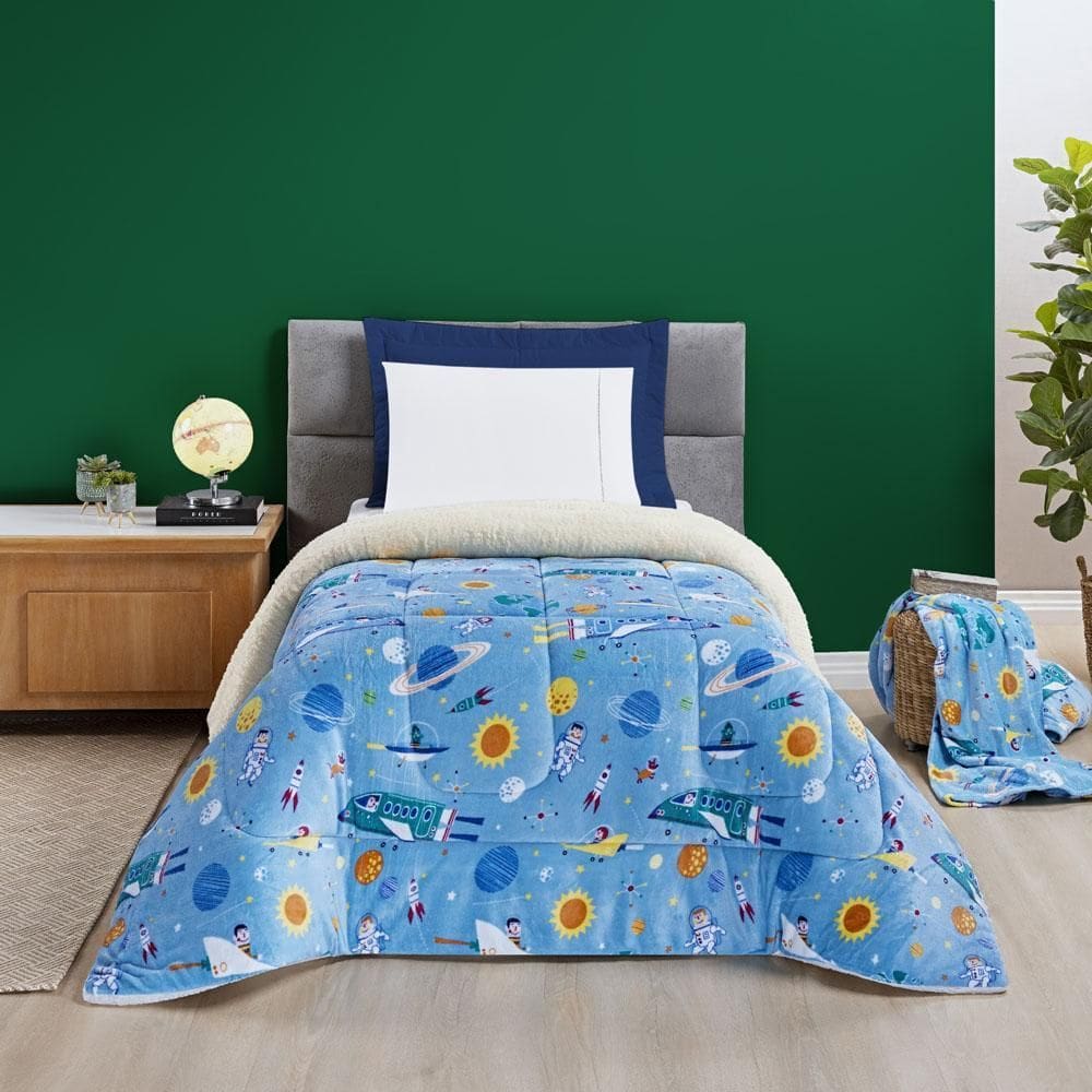 Coberdrom Fantasy Solteiro Infantiil Sherpa Manta Astronauta