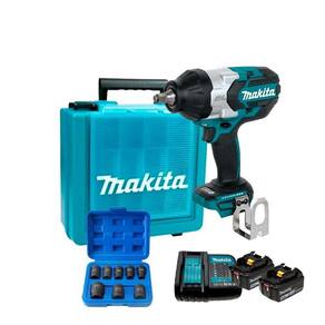 Chave Impacto Makita DTW1002Z 18V + Kit 2 Bat. 5Ah + Soquete