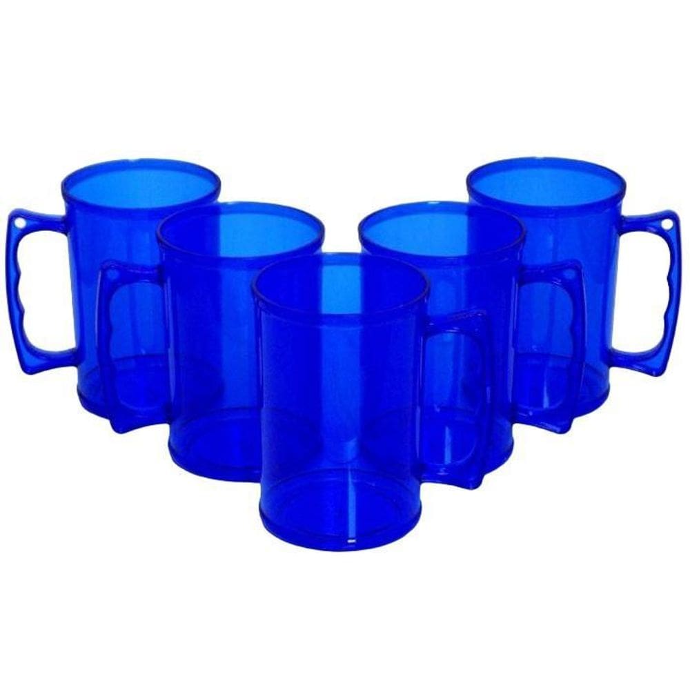 Kit 6 Canecas De Acrílico Azul 300Ml Sem Personalização