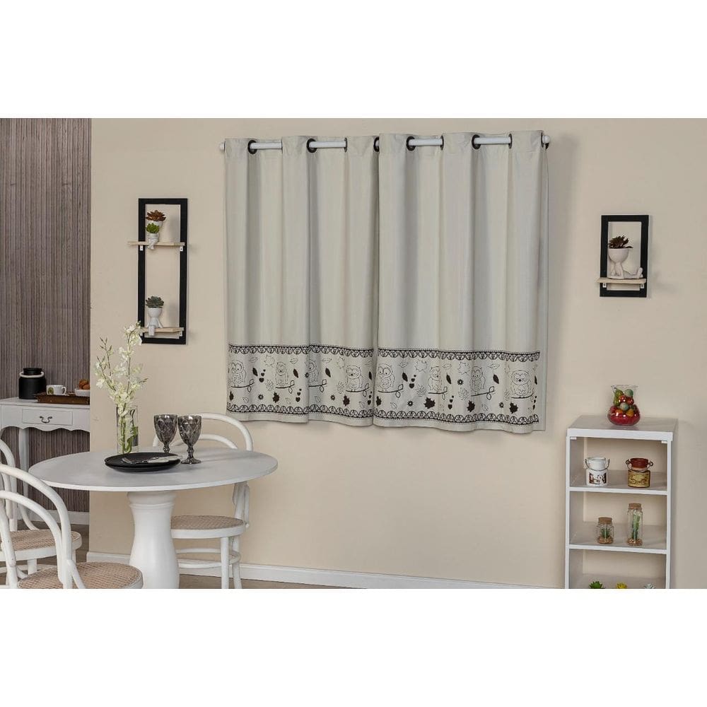 Cortina Blackout Pvc Para Cozinha Estampa Coruja 2,20X1,30