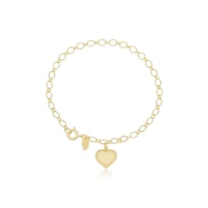 Pulseira Com Coração Liso Banhado A Ouro 18K