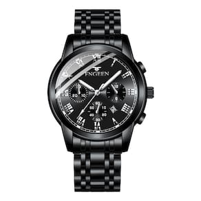 Relógio Glow-in-the-Dark Calendar s Steel Strap Men