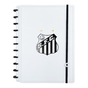 Caderno Inteligente Time Santos Pelé Tamanho A4 Grande Capa Dura Disco Branco Universitário Escolar Folha Destacável 90g