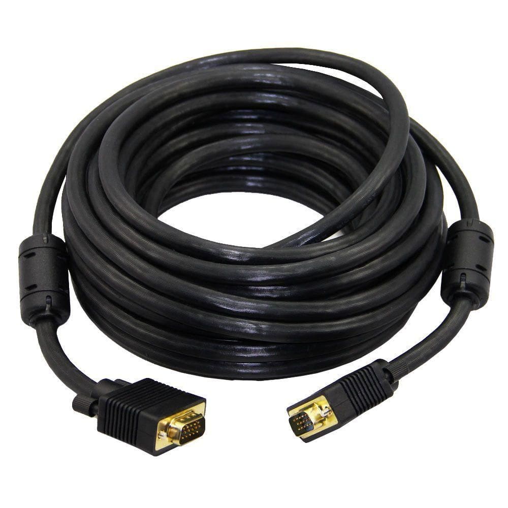 Cabo Nwt Para Monitor Vga Hd15m X Hd15m 25 Metros - Preto Com Filtro Sem Blister