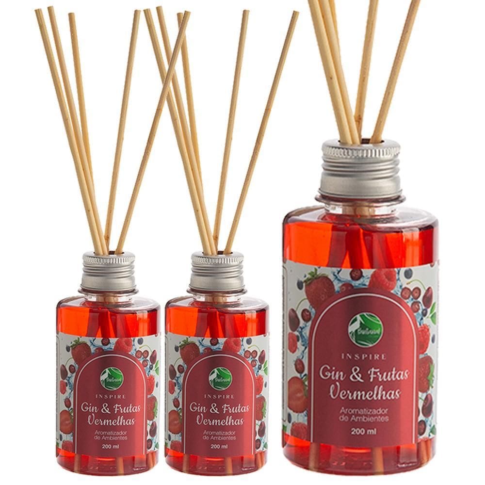 Kit 03 Aromatizador Gin E Frutas Vermelhas Pantanal 200Ml