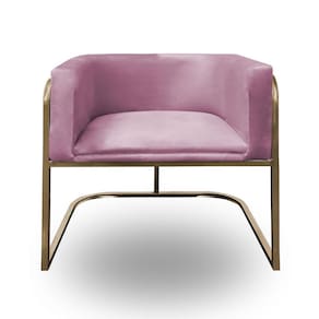 Poltrona Betina - Base Quadrada Dourada - Rosa