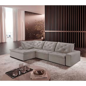 Sofá Hércules Veludo 2 Módulos 90cm Chaise Meu Sofá Online B026 Veludo Prata