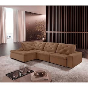 Sofá Hércules Veludo 2 Módulos 100cm Chaise Meu Sofá Online B016 Veludo Marrom