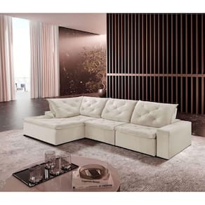 Sofá Hércules Linho 2 Módulos 100cm Chaise Meu Sofá Online A302 Linho Branco