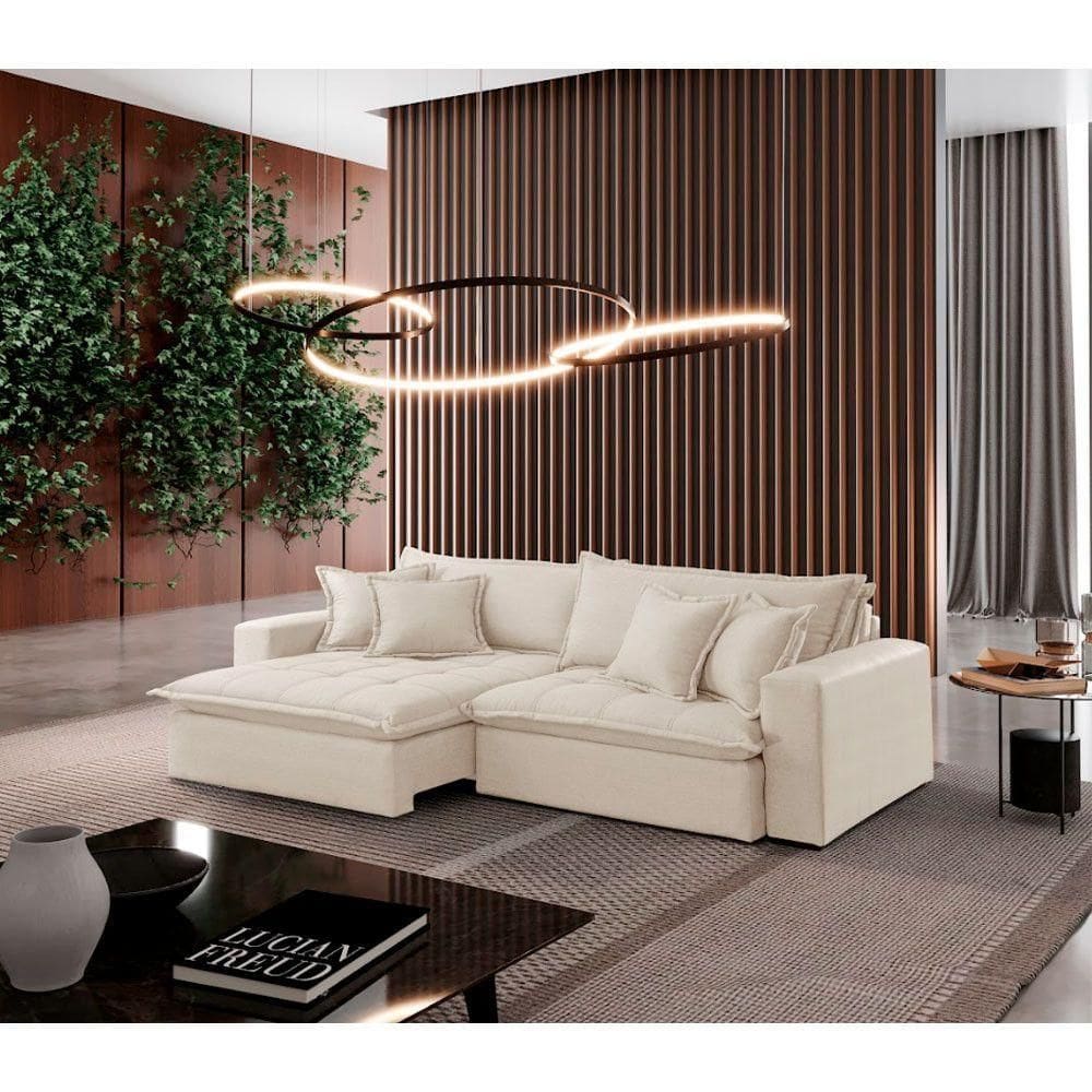 Sofá Zen Linho 02 Módulos 120 Cm B25 Meu Sofá Online A302 Linho Branco