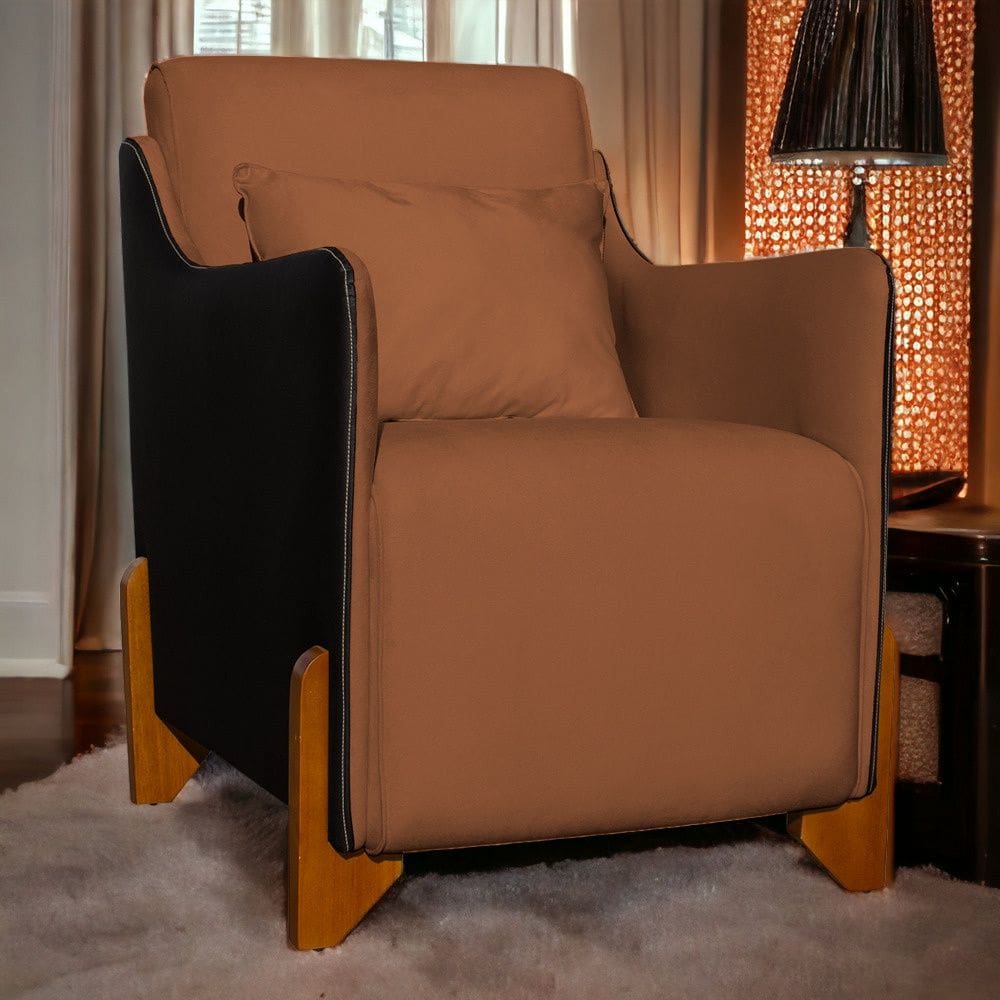 Poltrona Decorativa Heloisa Veludo Terracota/Corano Preto - Londrilar