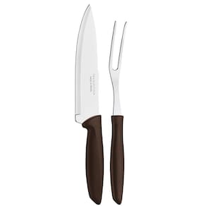 Jogo Faca Churrasco 7` e Garfo Trinchante Tramontina Plenus