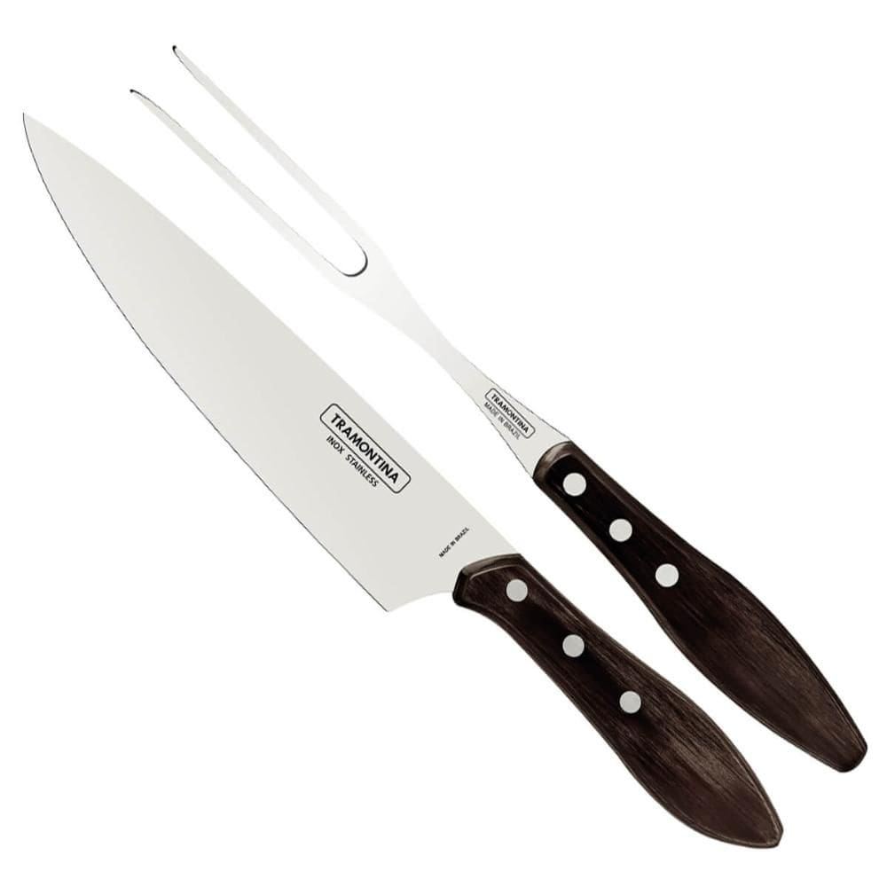 Kit Churrasco Garfo e Faca 8` Tramontina Jogo Trinchante Aço