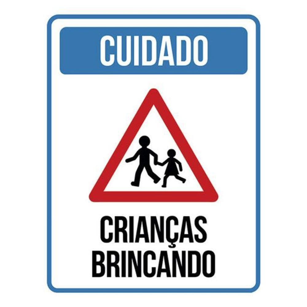 Kit 3 Placas Cuidado Crianças Brincando Azul 36X46