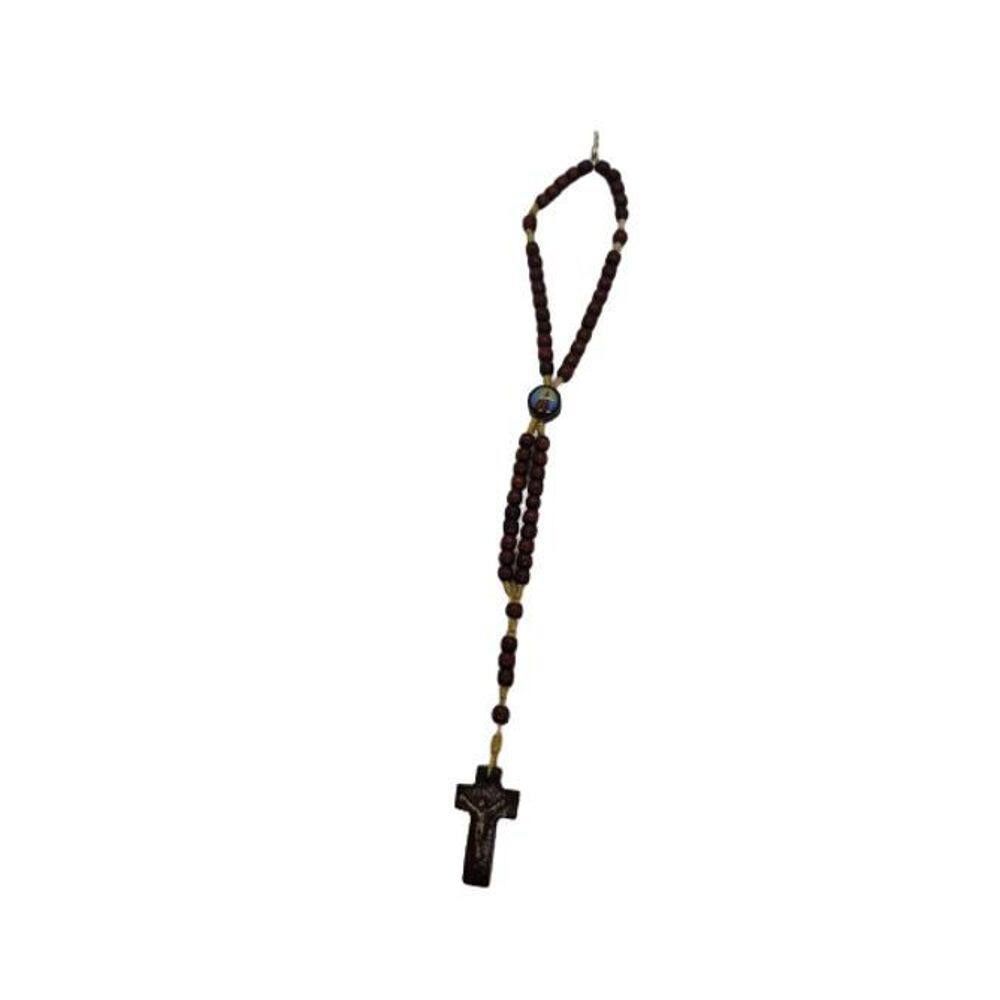 Terço Pulseira Madeira Nossa Senhora Aparecida - Marrom