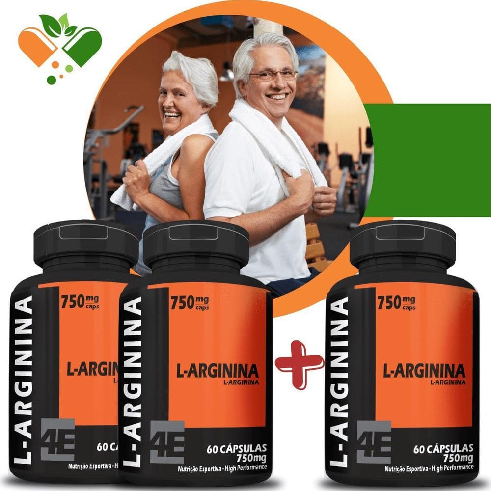 Kit 3 Potes L-Arginina 750Mg 60 Cápsulas