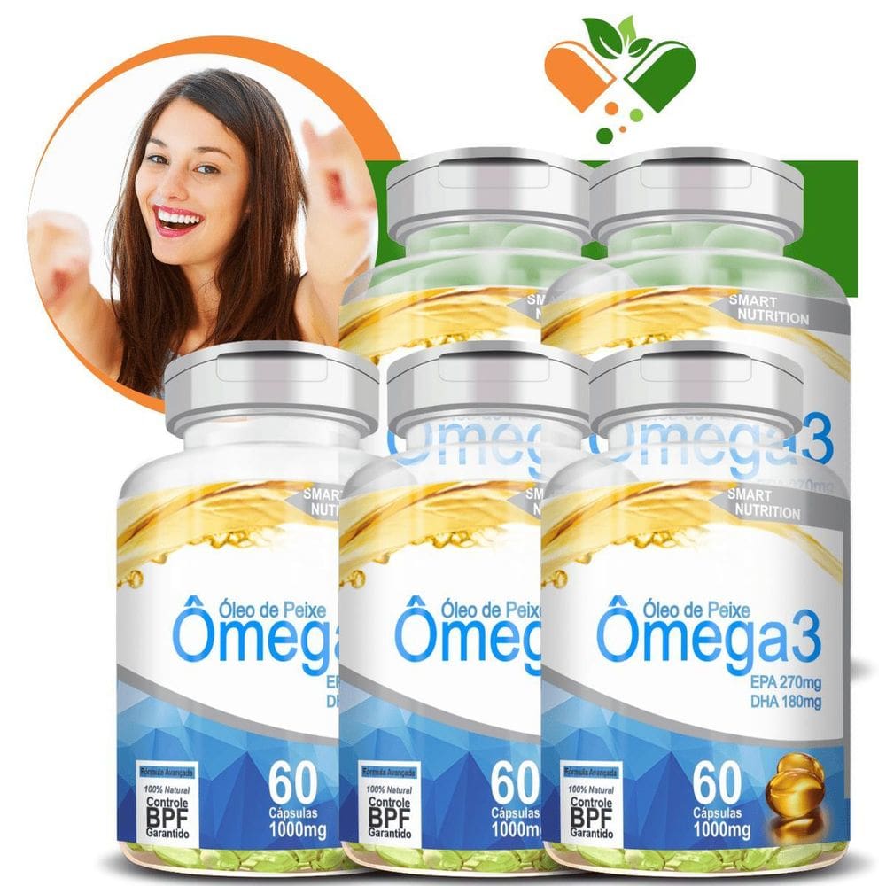 Kit Com 5 Ômega 3 1000Mg 60 Cápsulas