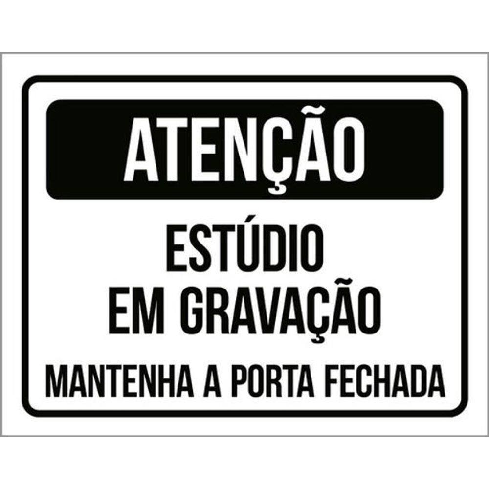 Kit 3 Placa Estúdio Gravação Mantenha Porta Fechada 36X46