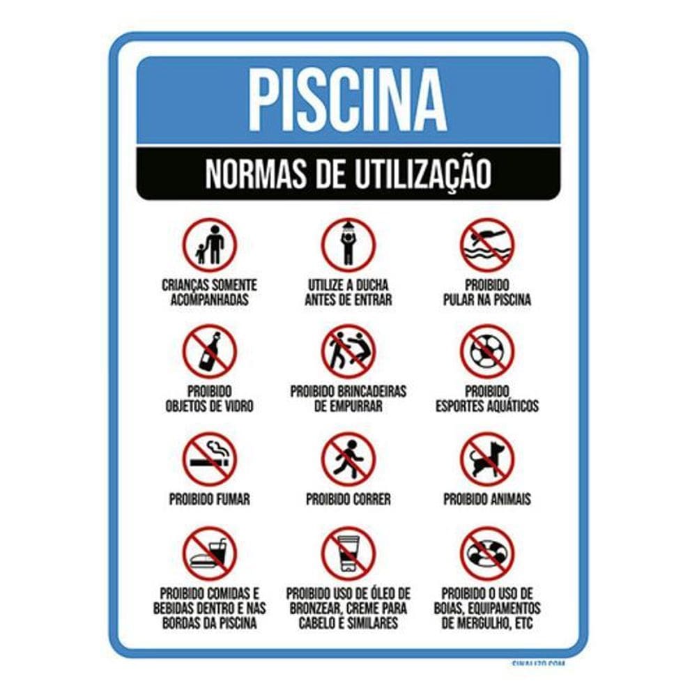 Kit 5 Placas Piscina Normas De Utilização 36X46
