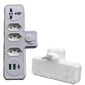 Adaptador De Tomada Benjamin 7 Em 1 Com Usb / Usb-C Bm-8704A
